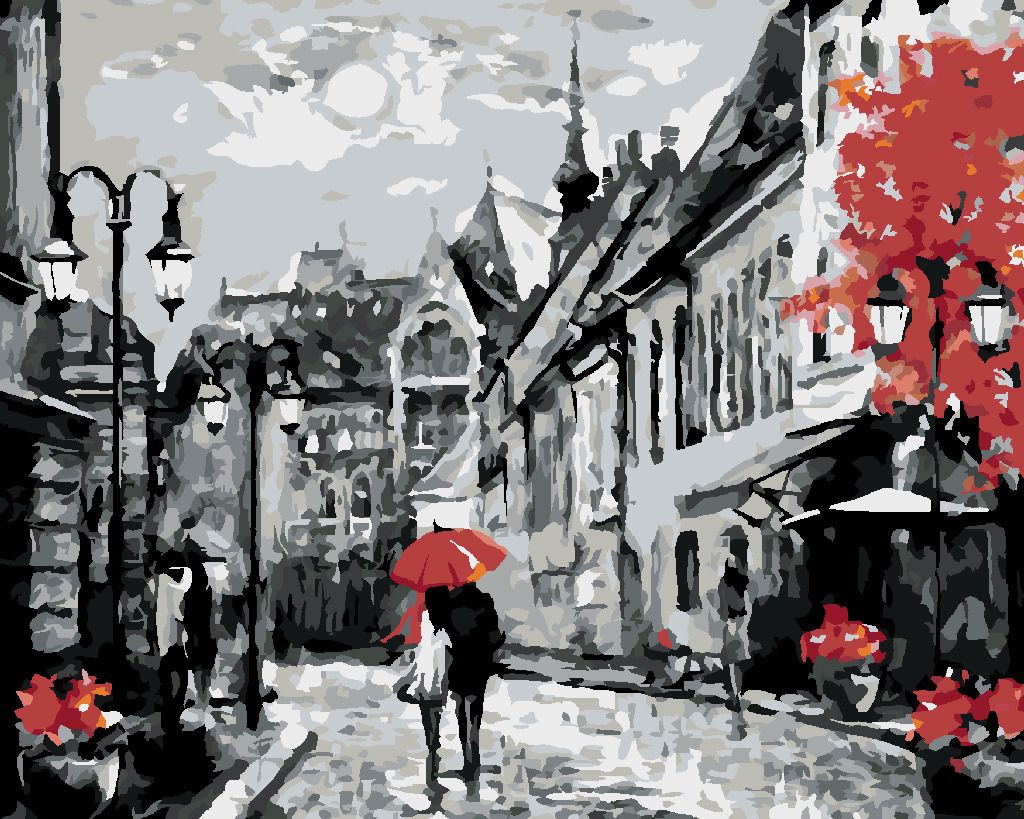 zuty Malování podle čísel - LIDÉ POD DEŠTNÍKEM V BUDAPEŠTI - Rozměr: 40x50 cm, Rámování: Varianta: vypnuté plátno na rám - obrázek 4