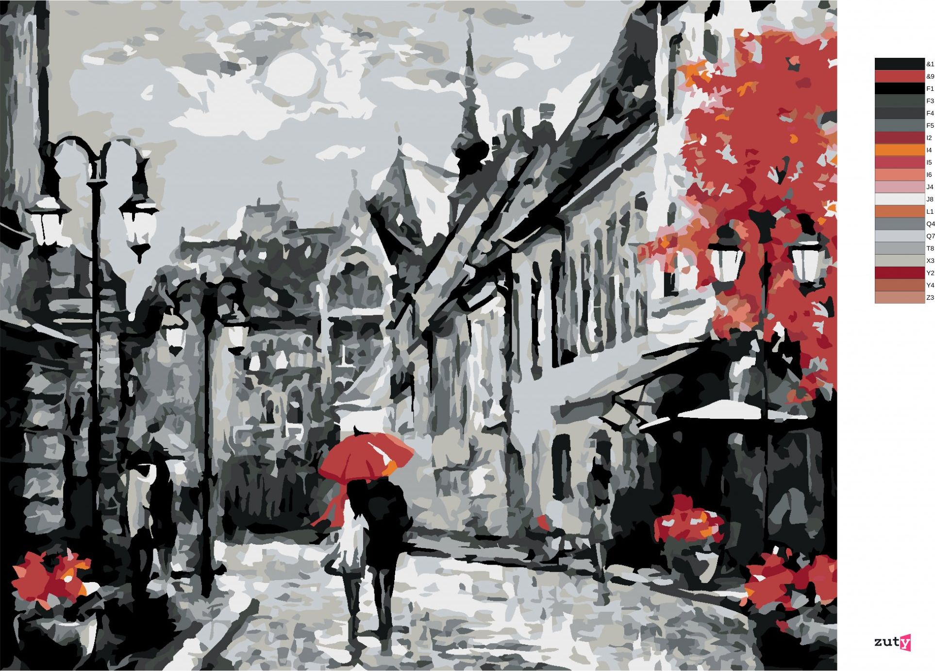 zuty Malování podle čísel - LIDÉ POD DEŠTNÍKEM V BUDAPEŠTI - Rozměr: 40x50 cm, Rámování: Varianta: vypnuté plátno na rám - obrázek 8