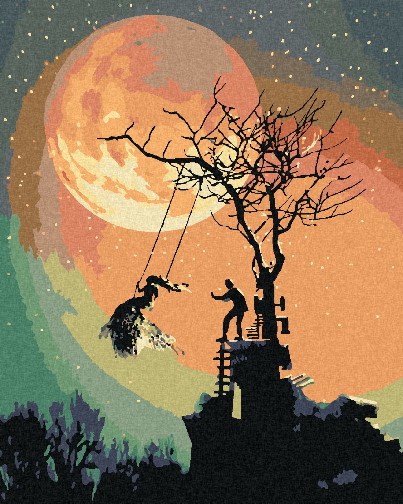 zuty Malování podle čísel - HALLOWEEN A ÚPLNĚK - Rozměr: 40x50 cm, Rámování: Varianta: bez rámu a bez vypnutí plátna - obrázek 1