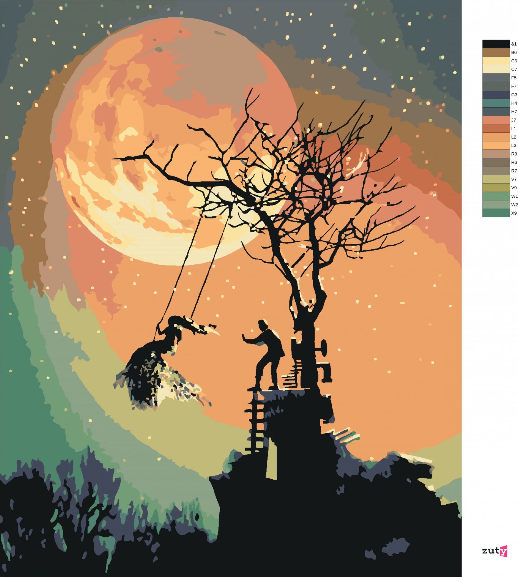 zuty Malování podle čísel - HALLOWEEN A ÚPLNĚK - Rozměr: 40x50 cm, Rámování: Varianta: bez rámu a bez vypnutí plátna - obrázek 7