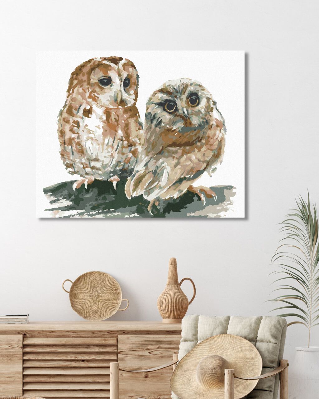 zuty Malování podle čísel - DVĚ SOVY NA BÍLÉM POZADÍ - Rozměr: 40x50 cm, Rámování: Varianta: vypnuté plátno na rám - obrázek 4