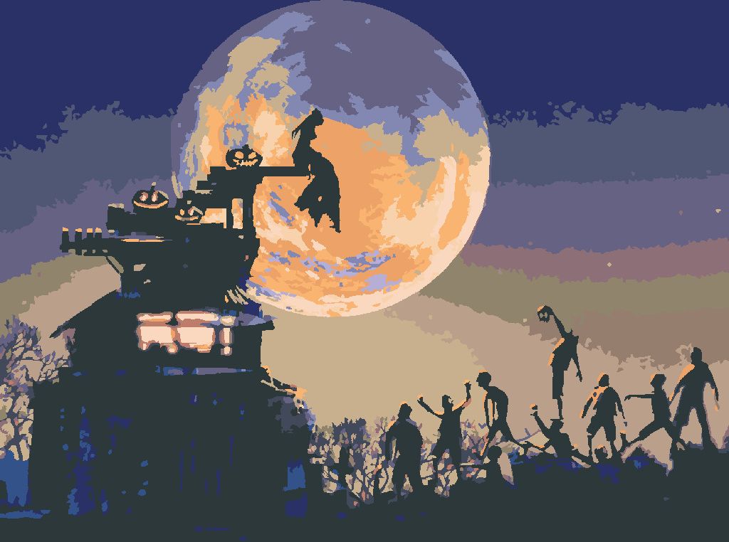 zuty Malování podle čísel - HALLOWEEN PŘI ÚPLŃKU MĚSÍCE - Rozměr: 40x50 cm, Rámování: Varianta: bez rámu a bez vypnutí plátna - obrázek 5