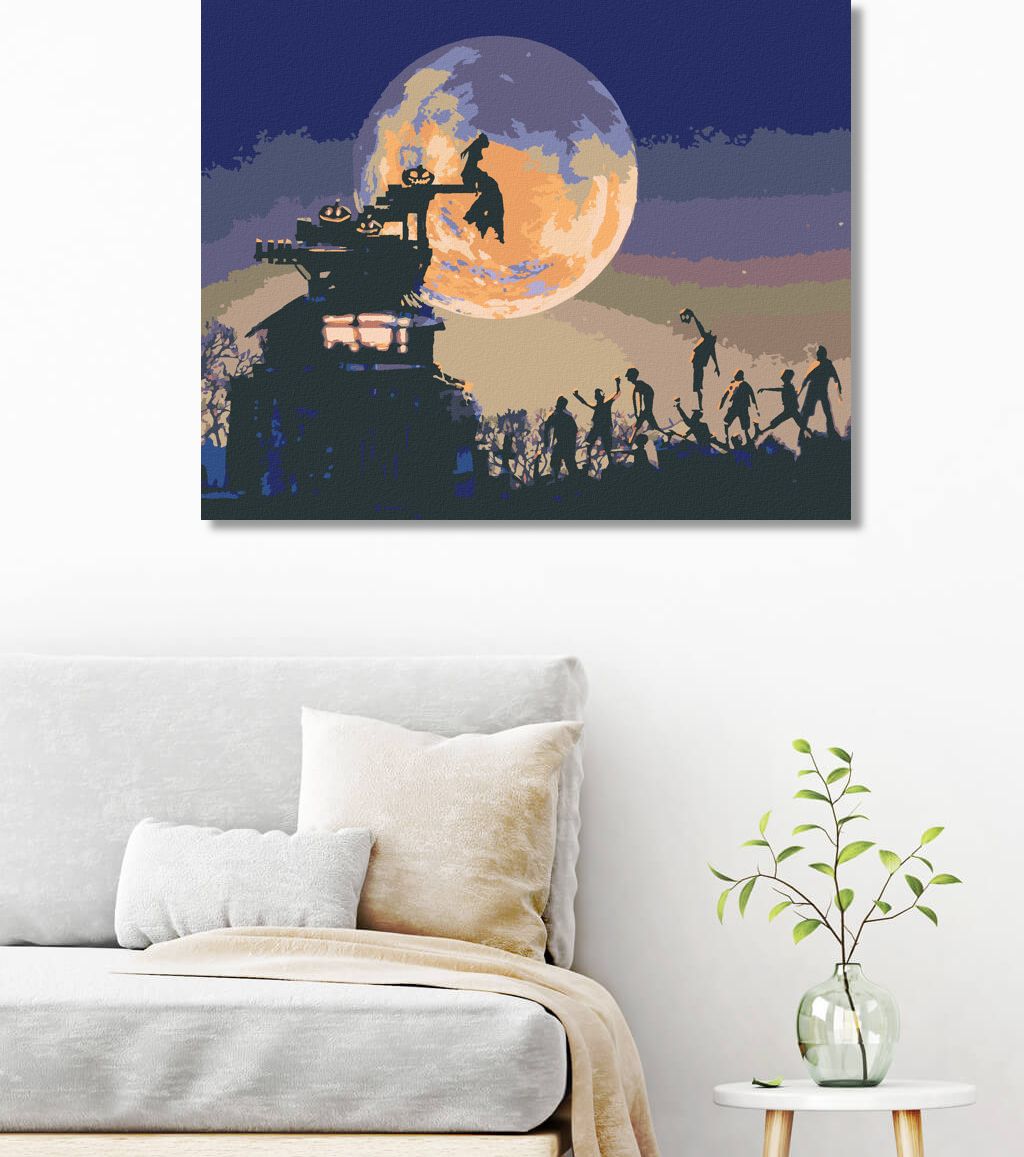 zuty Malování podle čísel - HALLOWEEN PŘI ÚPLŃKU MĚSÍCE - Rozměr: 40x50 cm, Rámování: Varianta: bez rámu a bez vypnutí plátna - obrázek 10