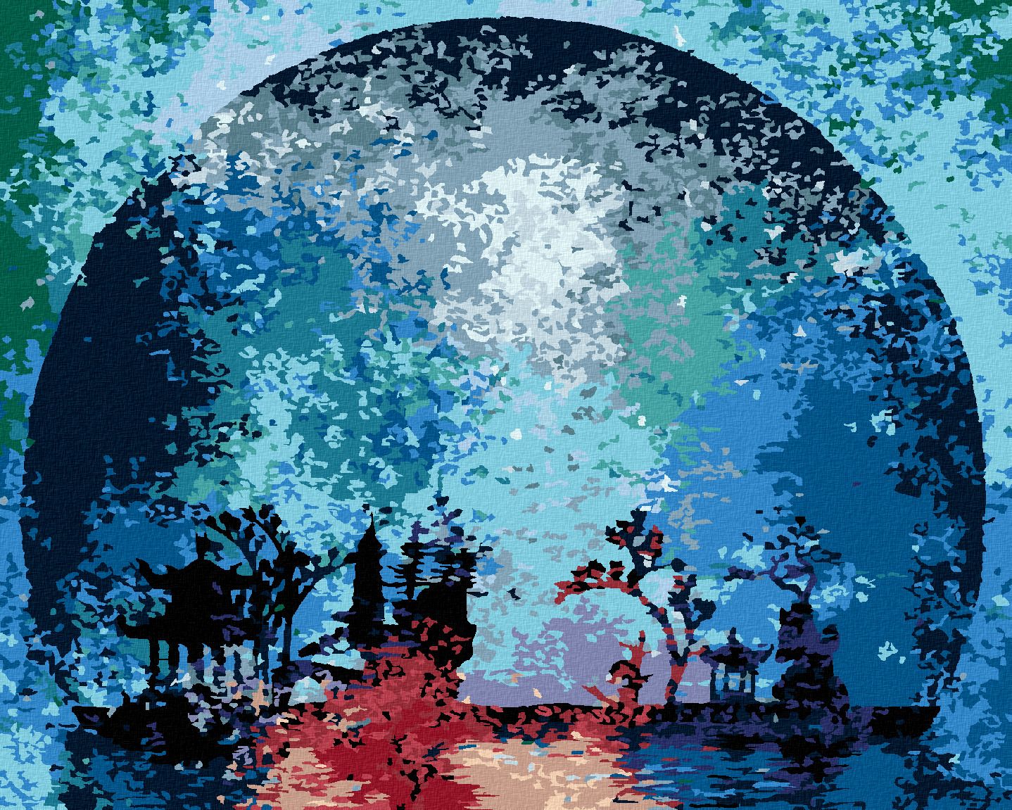 zuty Malování podle čísel - BAREVNÁ SILUETA MĚSÍCE - Rozměr: 40x50 cm, Rámování: Varianta: vypnuté plátno na rám - obrázek 1