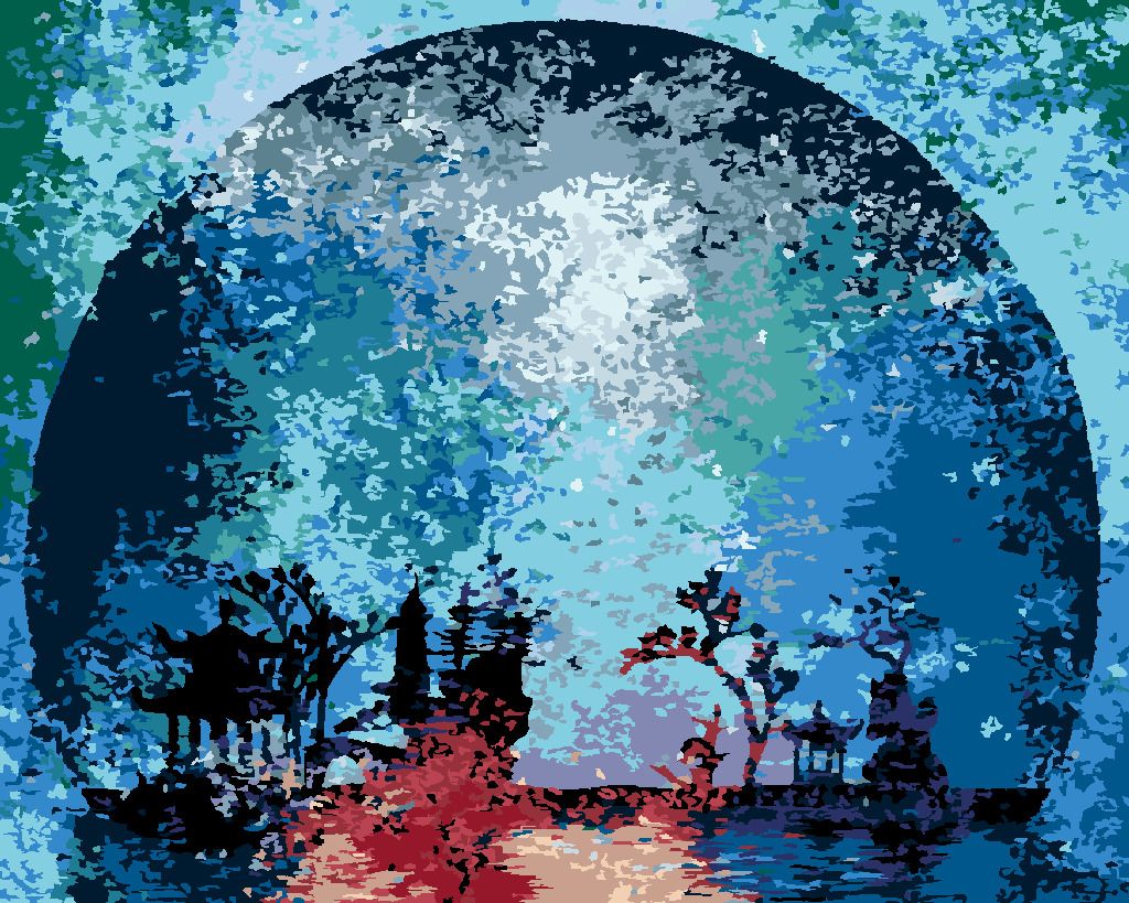 zuty Malování podle čísel - BAREVNÁ SILUETA MĚSÍCE - Rozměr: 40x50 cm, Rámování: Varianta: vypnuté plátno na rám - obrázek 10
