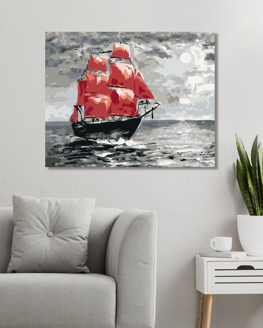 zuty Malování podle čísel - MĚSÍČNÍ SVIT A PLACHETNICE NA MOŘI - Rozměr: 40x50 cm, Rámování: Varianta: bez rámu a bez vypnutí plátna - obrázek 8