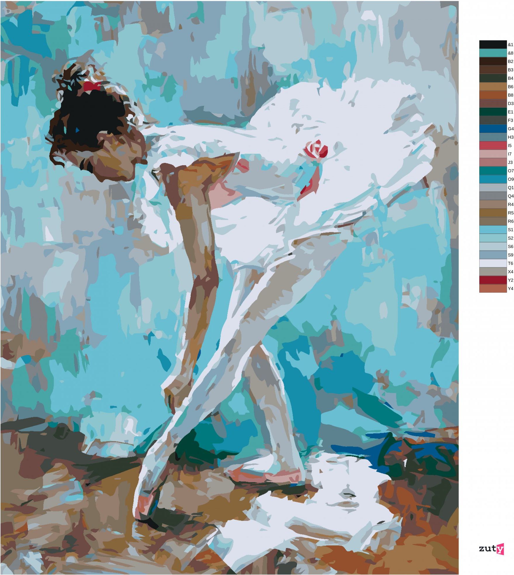zuty Malování podle čísel - BALETKA S MODRÝM POZADÍM - Rozměr: 40x50 cm, Rámování: Varianta: vypnuté plátno na rám - obrázek 5