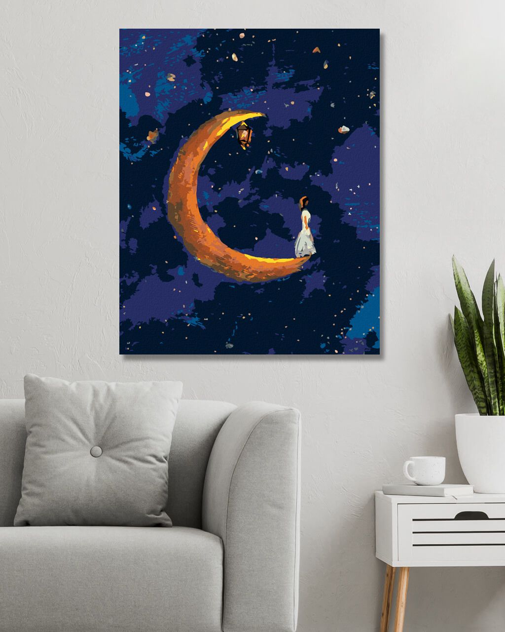 zuty Malování podle čísel - ŽENA STOJÍCÍ NA MĚSÍCI - Rozměr: 40x50 cm, Rámování: Varianta: bez rámu a bez vypnutí plátna - obrázek 3