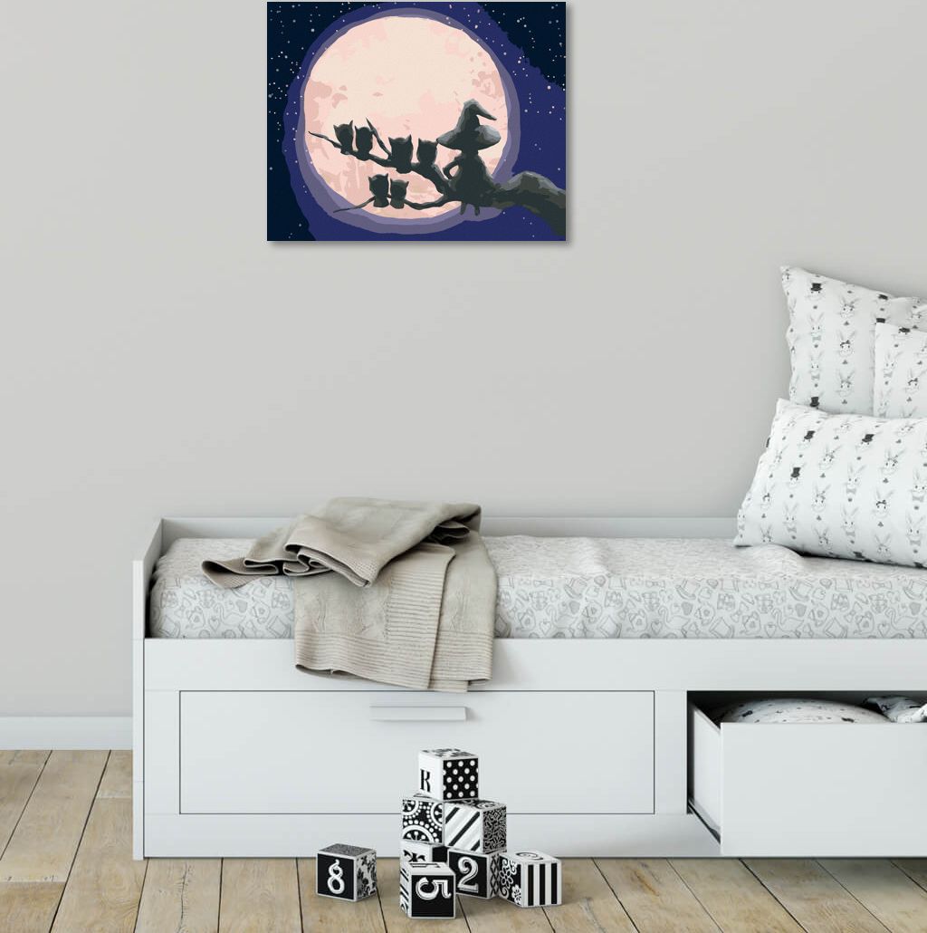 zuty Malování podle čísel - ČARODĚJNICE A SOVY SEDÍCÍ NAPROTI MĚSÍCI - Rozměr: 40x50 cm, Rámování: Varianta: bez rámu a bez vypnutí plátna - obrázek 10
