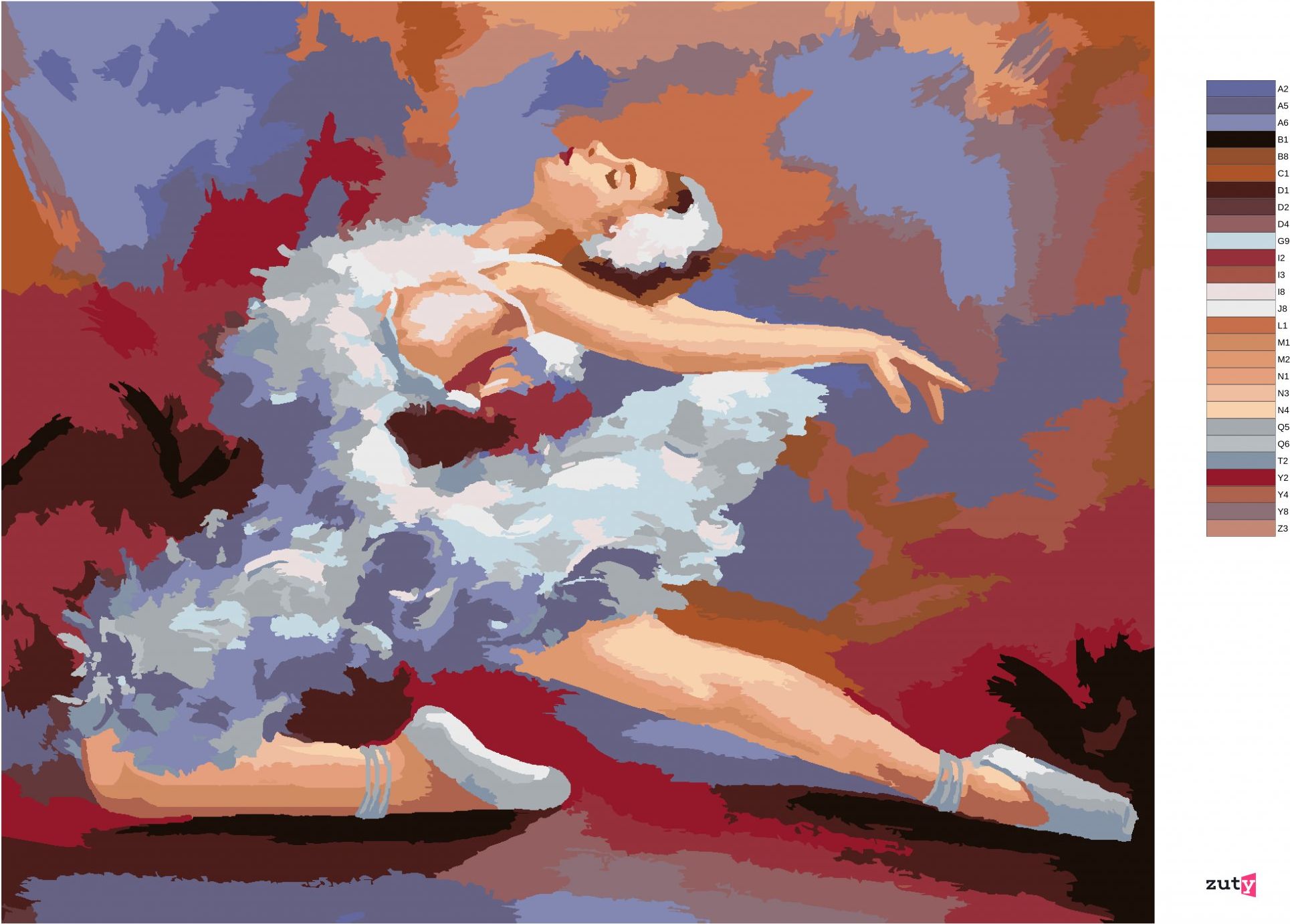 zuty Malování podle čísel - BALETKA V PESTRÝCH BARVÁCH - Rozměr: 40x50 cm, Rámování: Varianta: vypnuté plátno na rám - obrázek 8