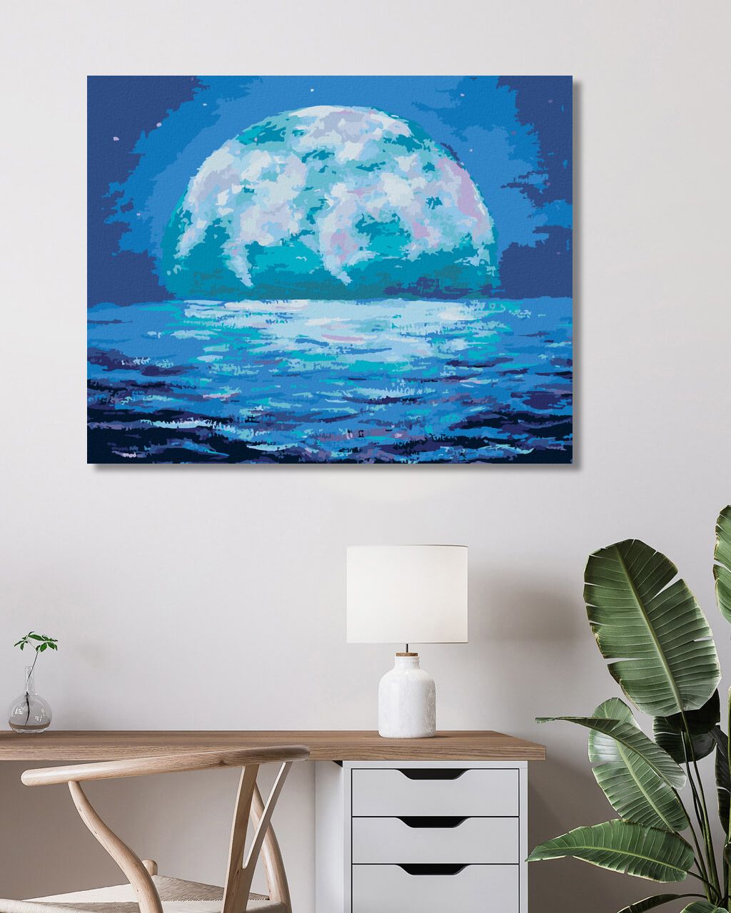 zuty Malování podle čísel - MODRÝ ÚSVIT MĚSÍCE - Rozměr: 40x50 cm, Rámování: Varianta: vypnuté plátno na rám - obrázek 9