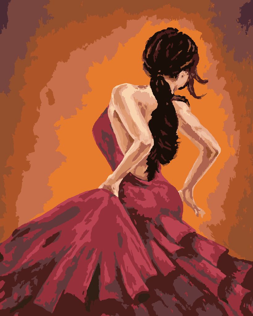 zuty Malování podle čísel - TANEČNICE TANČÍCÍ FLAMENCO - Rozměr: 40x50 cm, Rámování: Varianta: vypnuté plátno na rám - obrázek 2