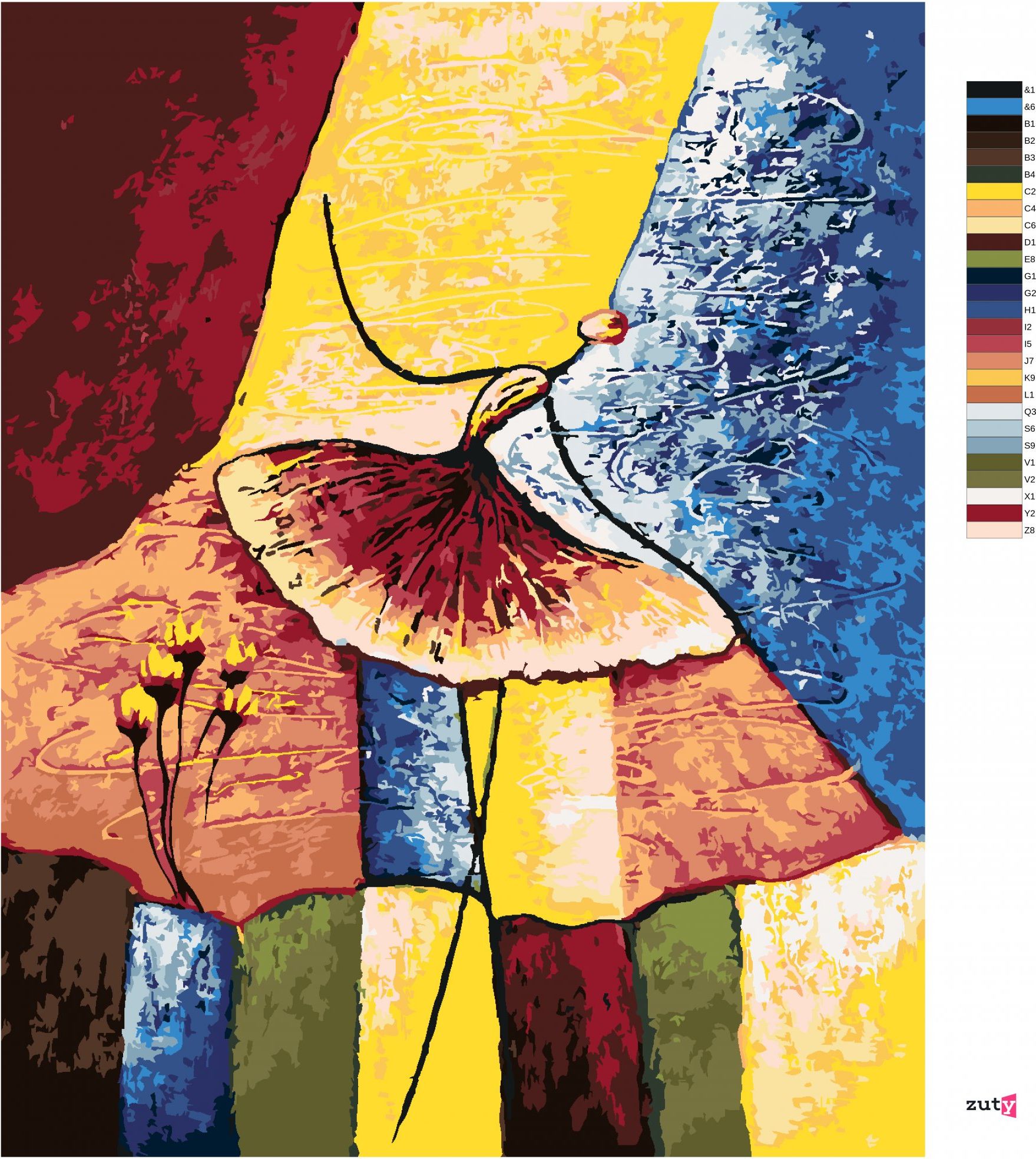 zuty Malování podle čísel - BALETKA S MOTÝLÍ SUKNÍ - Rozměr: 40x50 cm, Rámování: Varianta: vypnuté plátno na rám - obrázek 2
