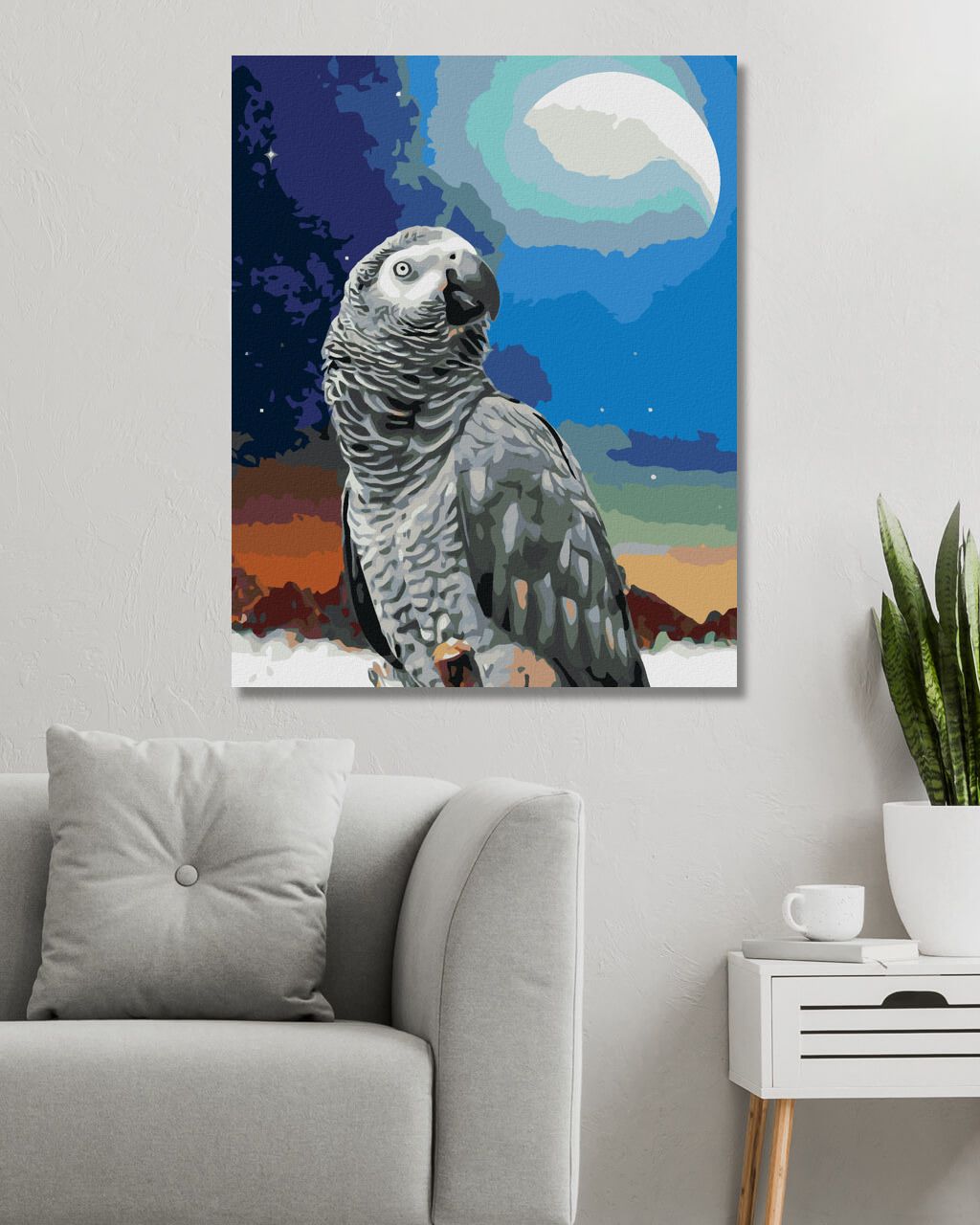 zuty Malování podle čísel - PAPOUŠEK A MĚSÍC - Rozměr: 40x50 cm, Rámování: Varianta: bez rámu a bez vypnutí plátna - obrázek 5