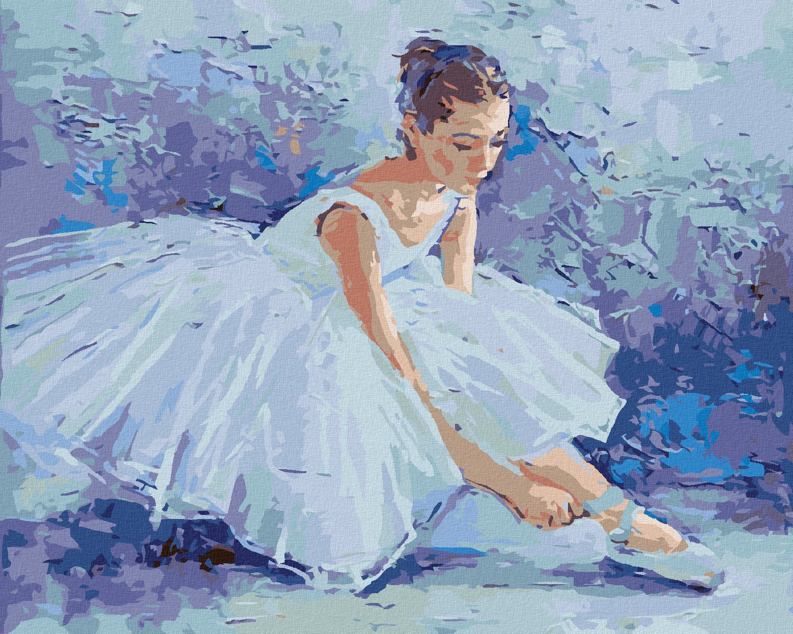 zuty Malování podle čísel - BALETKA ZAVAZUJÍCÍ SI SVÉ BALETNÍ ŠPIČKY - Rozměr: 40x50 cm, Rámování: Varianta: vypnuté plátno na rám - obrázek 1