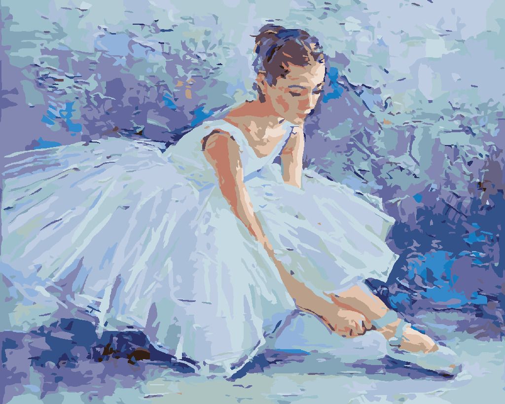 zuty Malování podle čísel - BALETKA ZAVAZUJÍCÍ SI SVÉ BALETNÍ ŠPIČKY - Rozměr: 40x50 cm, Rámování: Varianta: vypnuté plátno na rám - obrázek 2