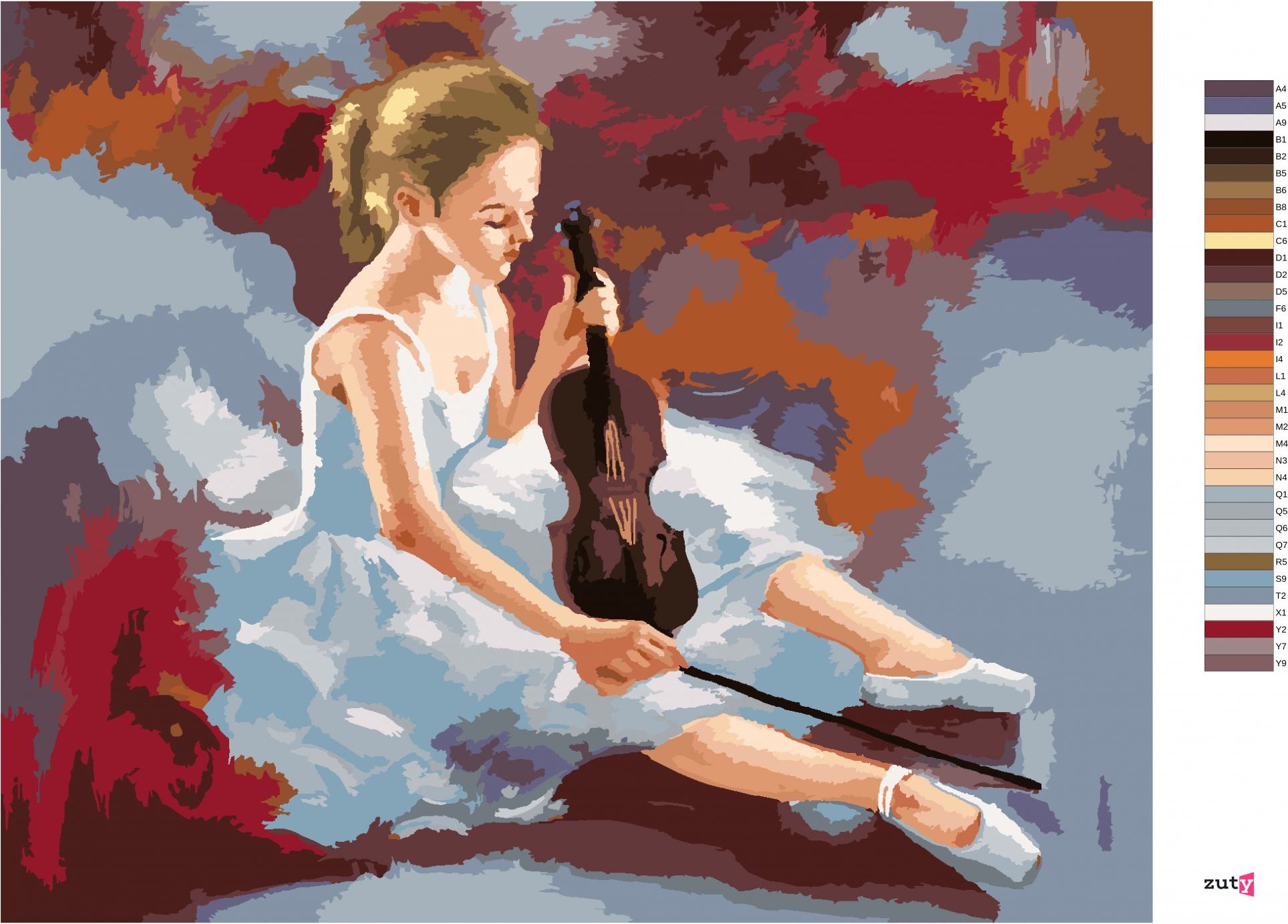 zuty Malování podle čísel - BALETKA S HOUSLEMI - Rozměr: 40x50 cm, Rámování: Varianta: vypnuté plátno na rám - obrázek 5