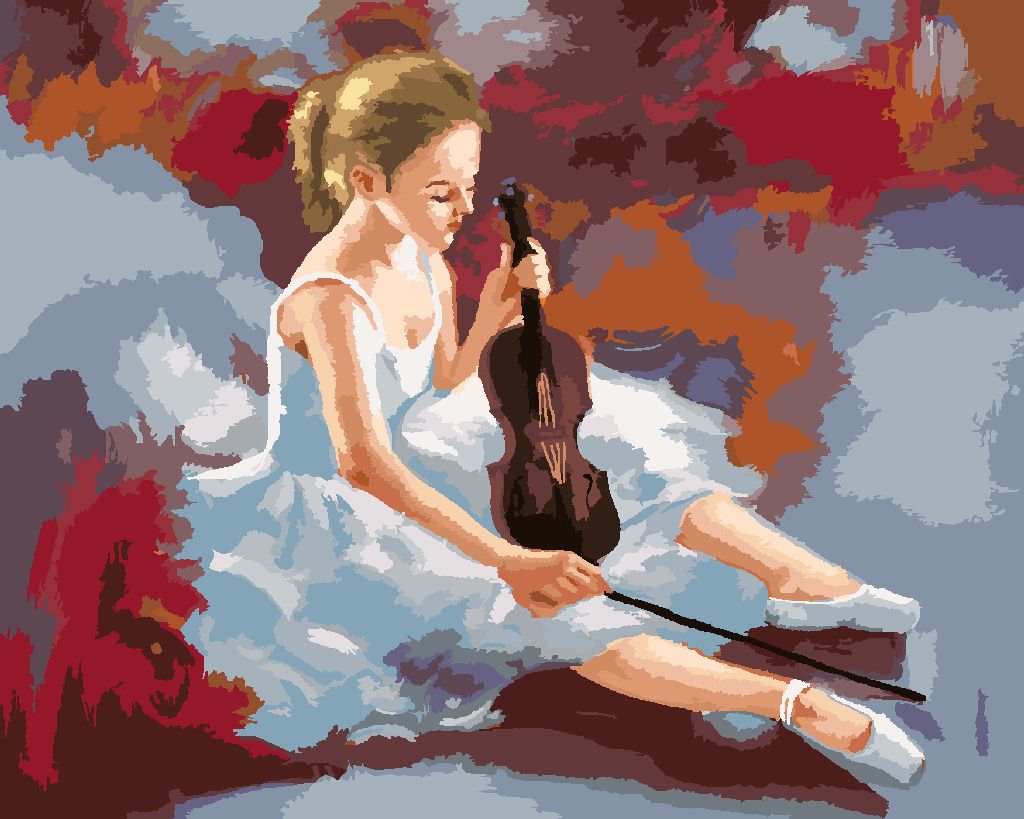 zuty Malování podle čísel - BALETKA S HOUSLEMI - Rozměr: 40x50 cm, Rámování: Varianta: vypnuté plátno na rám - obrázek 6