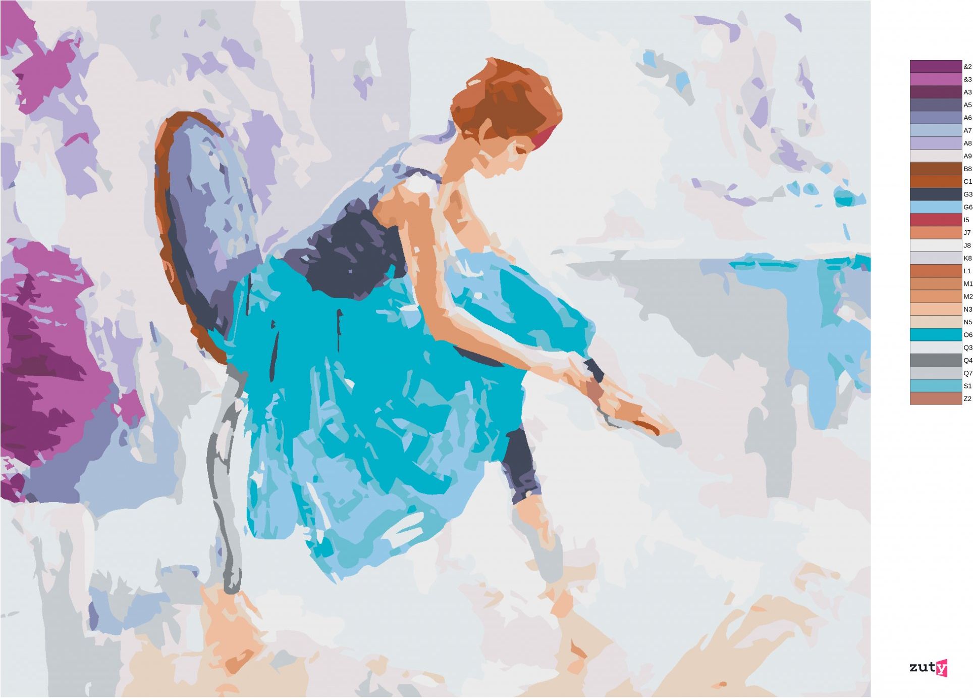 zuty Malování podle čísel - DÍVKA BALETKOU - Rozměr: 40x50 cm, Rámování: Varianta: vypnuté plátno na rám - obrázek 6