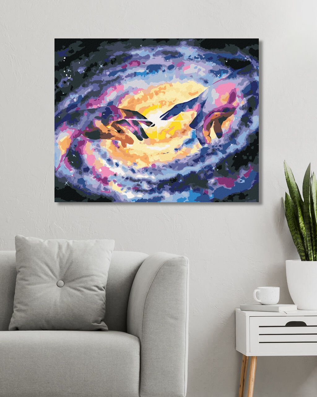 zuty Malování podle čísel - ABSTRAKTNÍ DLANĚ VE VESMÍRU - Rozměr: 40x50 cm, Rámování: Varianta: bez rámu a bez vypnutí plátna - obrázek 6