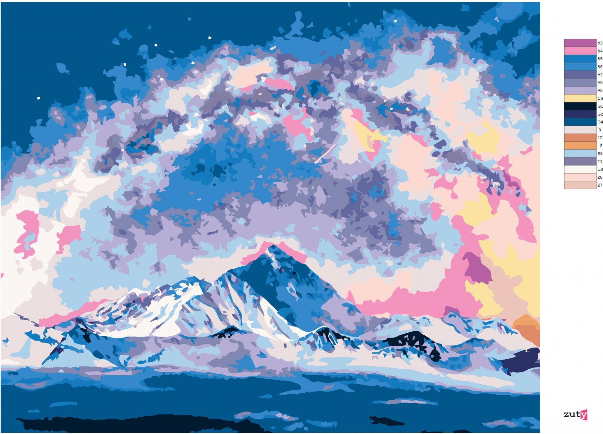 zuty Malování podle čísel - MOUNT EVEREST POD MLÉČNOU DRÁHOU - Rozměr: 40x50 cm, Rámování: Varianta: vypnuté plátno na rám - obrázek 2