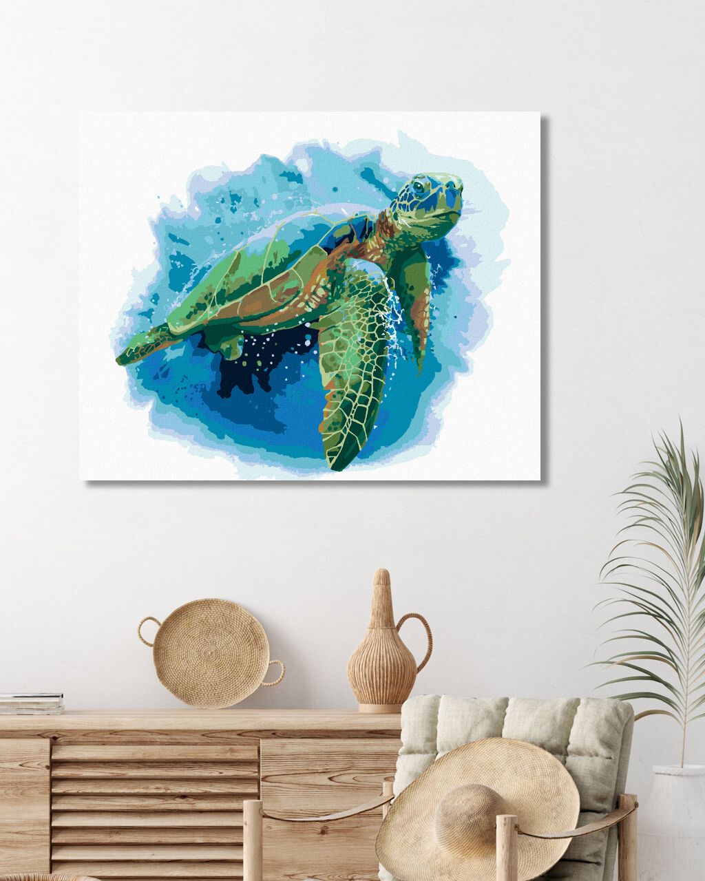 zuty Malování podle čísel - VELKÁ MOŘSKÁ ŽELVA NA MODRÉM POZADÍ - Rozměr: 40x50 cm, Rámování: Varianta: bez rámu a bez vypnutí plátna - obrázek 4