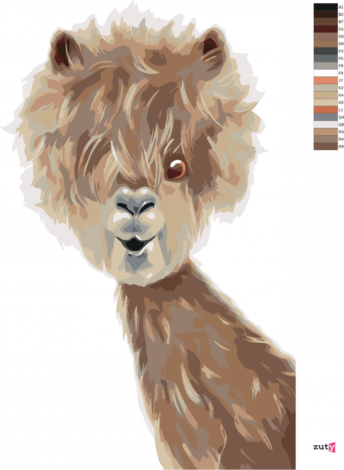 zuty Malování podle čísel - LAMA - Rozměr: 40x50 cm, Rámování: Varianta: bez rámu a bez vypnutí plátna - obrázek 5