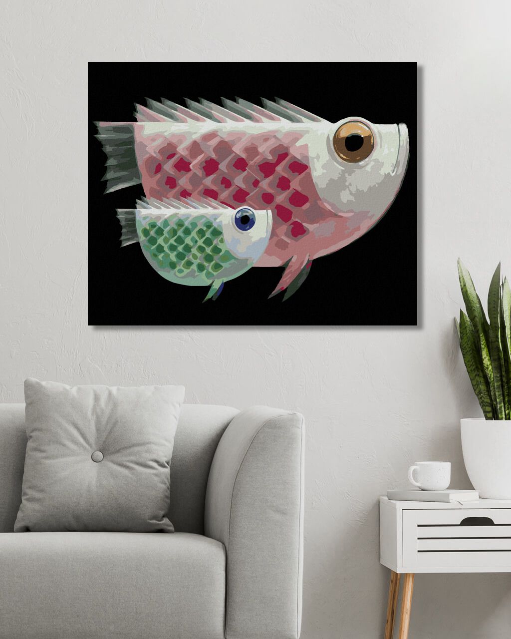 zuty Malování podle čísel - OBŘÍ RYBA A JEJÍ OBŘÍ MIMINKO - Rozměr: 40x50 cm, Rámování: Varianta: bez rámu a bez vypnutí plátna - obrázek 7