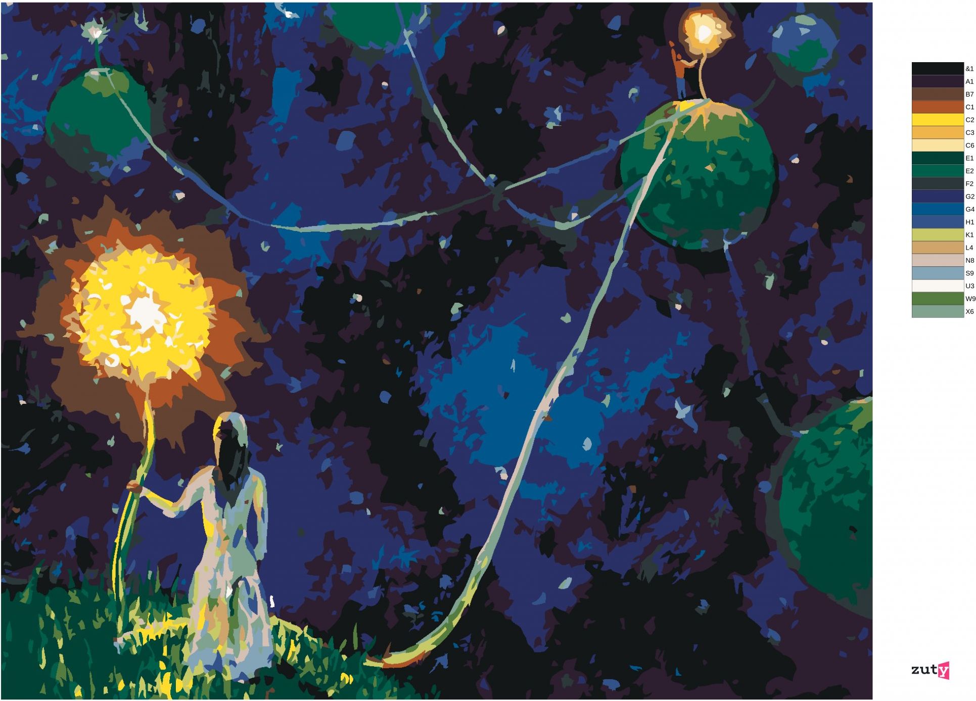 zuty Malování podle čísel - VESMÍRNÉ PROPOJENÍ PLANET - Rozměr: 40x50 cm, Rámování: Varianta: vypnuté plátno na rám - obrázek 8