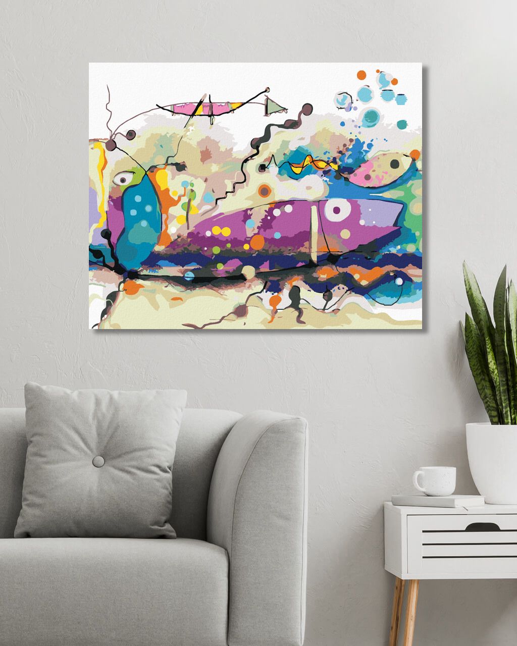 zuty Malování podle čísel - ABSTRAKTNÍ RYBY - Rozměr: 40x50 cm, Rámování: Varianta: vypnuté plátno na rám - obrázek 7