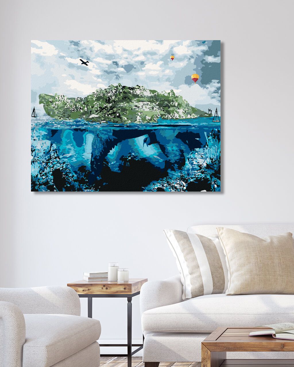 zuty Malování podle čísel - OBROVSKÁ ŽELVA V OCEÁNU - Rozměr: 40x50 cm, Rámování: Varianta: vypnuté plátno na rám - obrázek 5