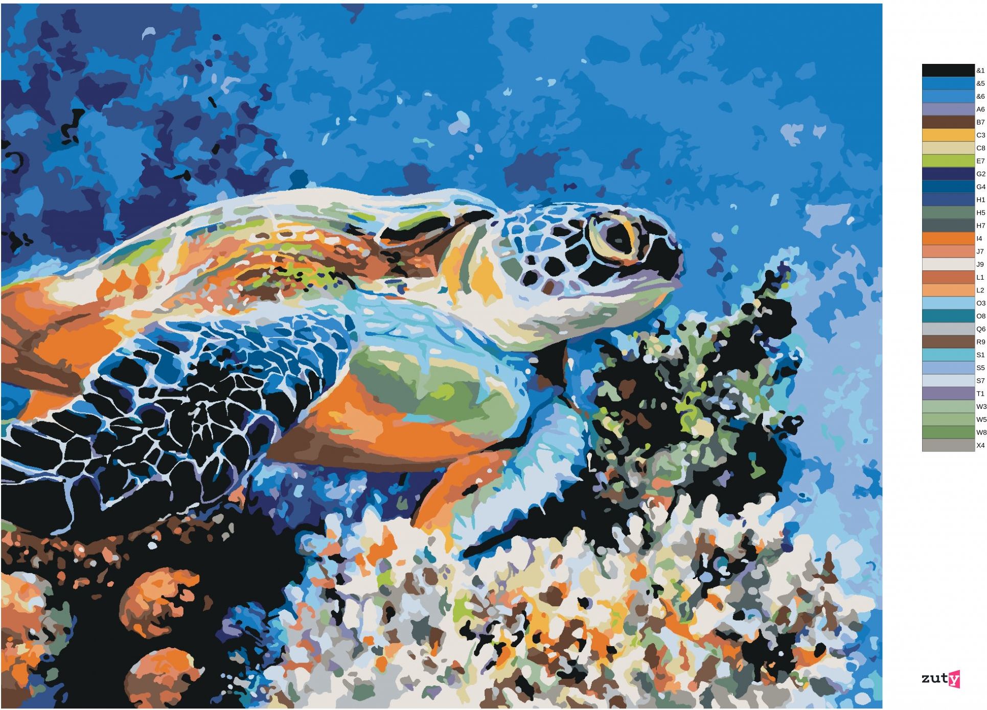 zuty Malování podle čísel - MOŘSKÁ ŽELVA - Rozměr: 40x50 cm, Rámování: Varianta: vypnuté plátno na rám - obrázek 4