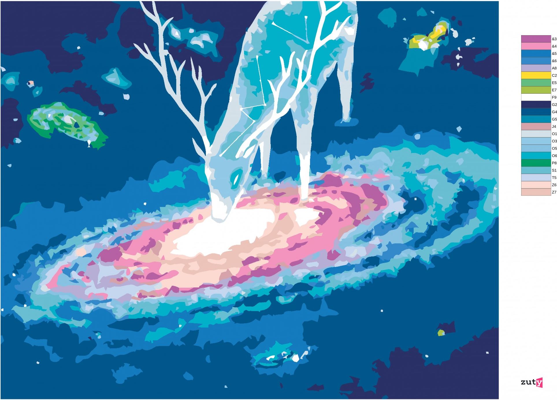 zuty Malování podle čísel - JELEN A GALAXIE - Rozměr: 40x50 cm, Rámování: Varianta: vypnuté plátno na rám - obrázek 3