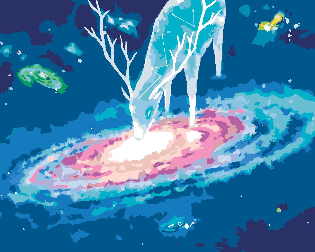 zuty Malování podle čísel - JELEN A GALAXIE - Rozměr: 40x50 cm, Rámování: Varianta: vypnuté plátno na rám - obrázek 5