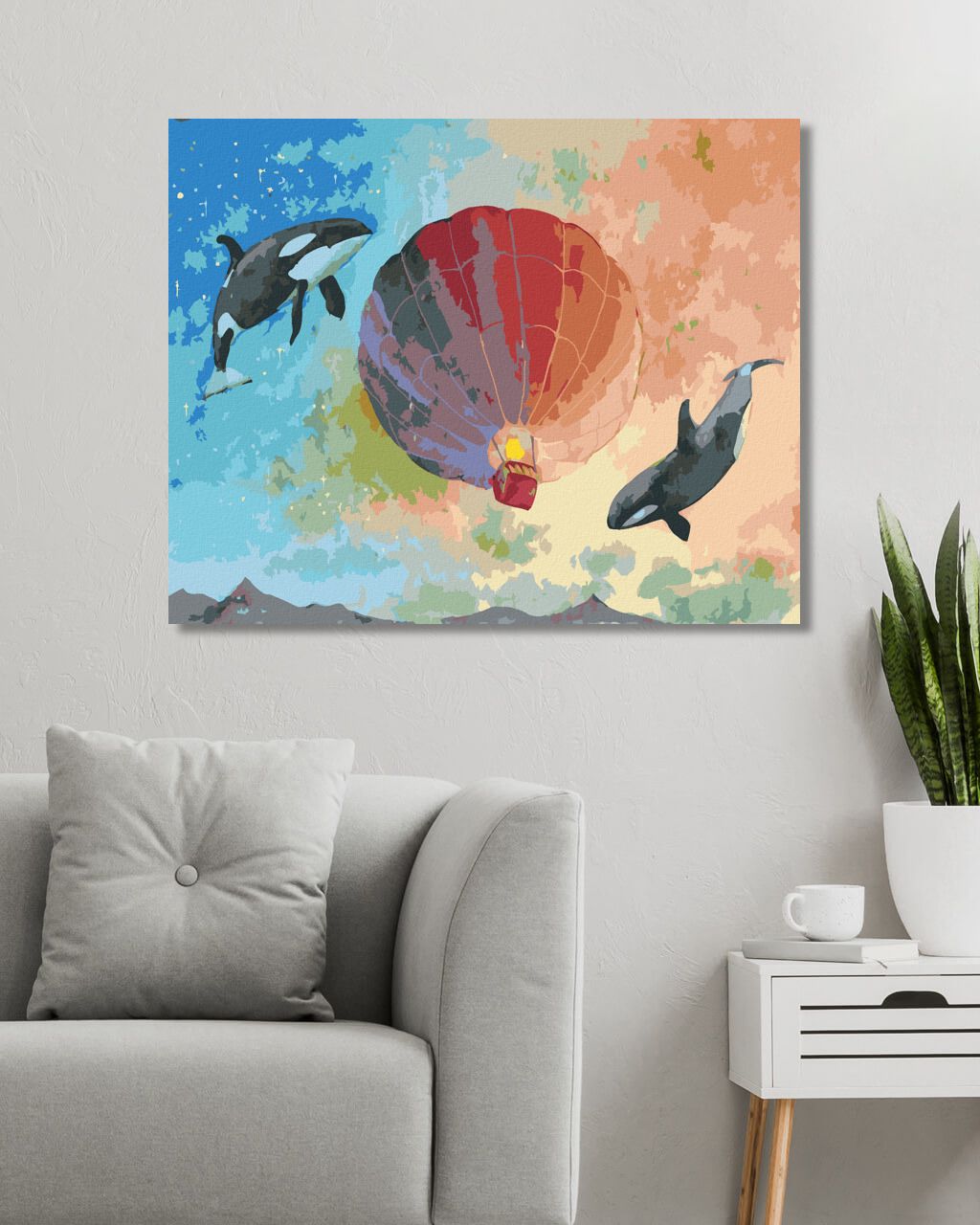zuty Malování podle čísel - LÉTAJÍCÍ KOSATKY S HORKOVZDUŠNÝM BALÓNEM - Rozměr: 40x50 cm, Rámování: Varianta: bez rámu a bez vypnutí plátna - obrázek 7