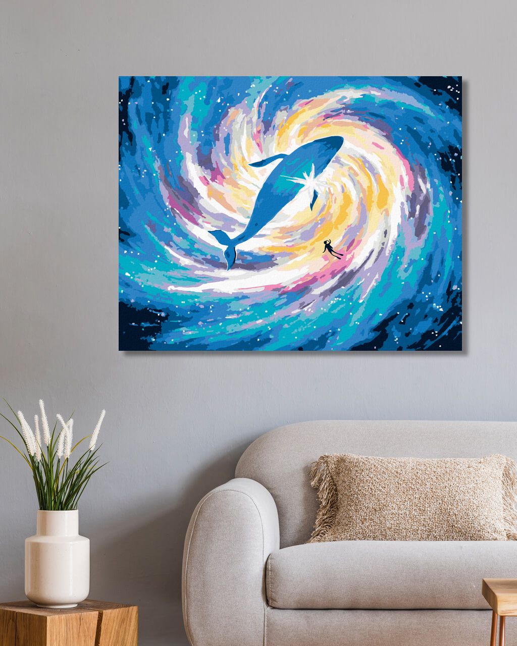 zuty Malování podle čísel - POTÁPĚNÍ S VELRYBOU VE VESMÍRU - Rozměr: 40x50 cm, Rámování: Varianta: bez rámu a bez vypnutí plátna - obrázek 8