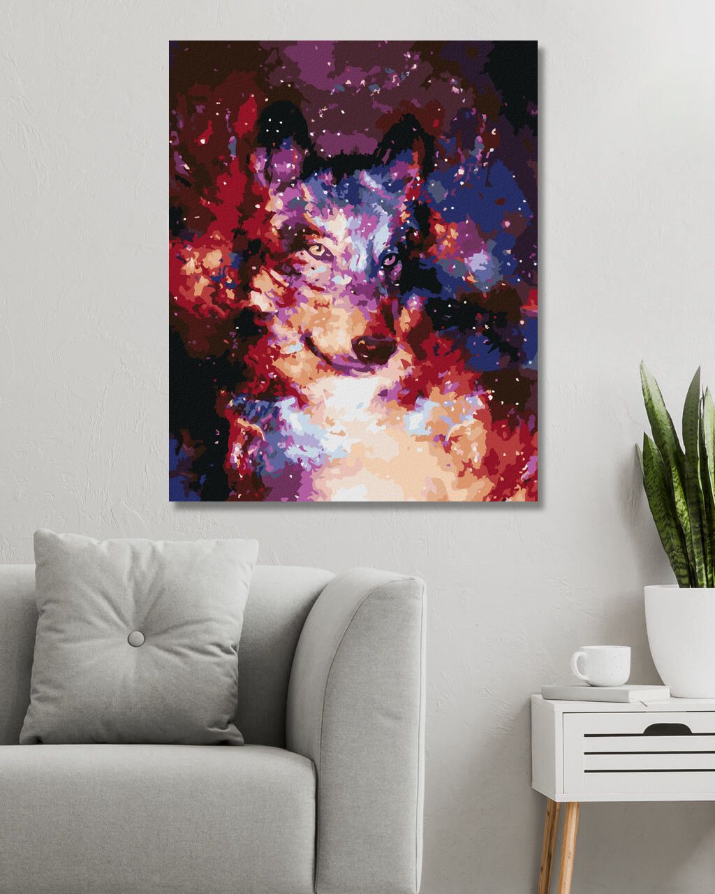 zuty Malování podle čísel - ABSTRAKTNÍ VLK VE VESMÍRU - Rozměr: 40x50 cm, Rámování: Varianta: vypnuté plátno na rám - obrázek 6