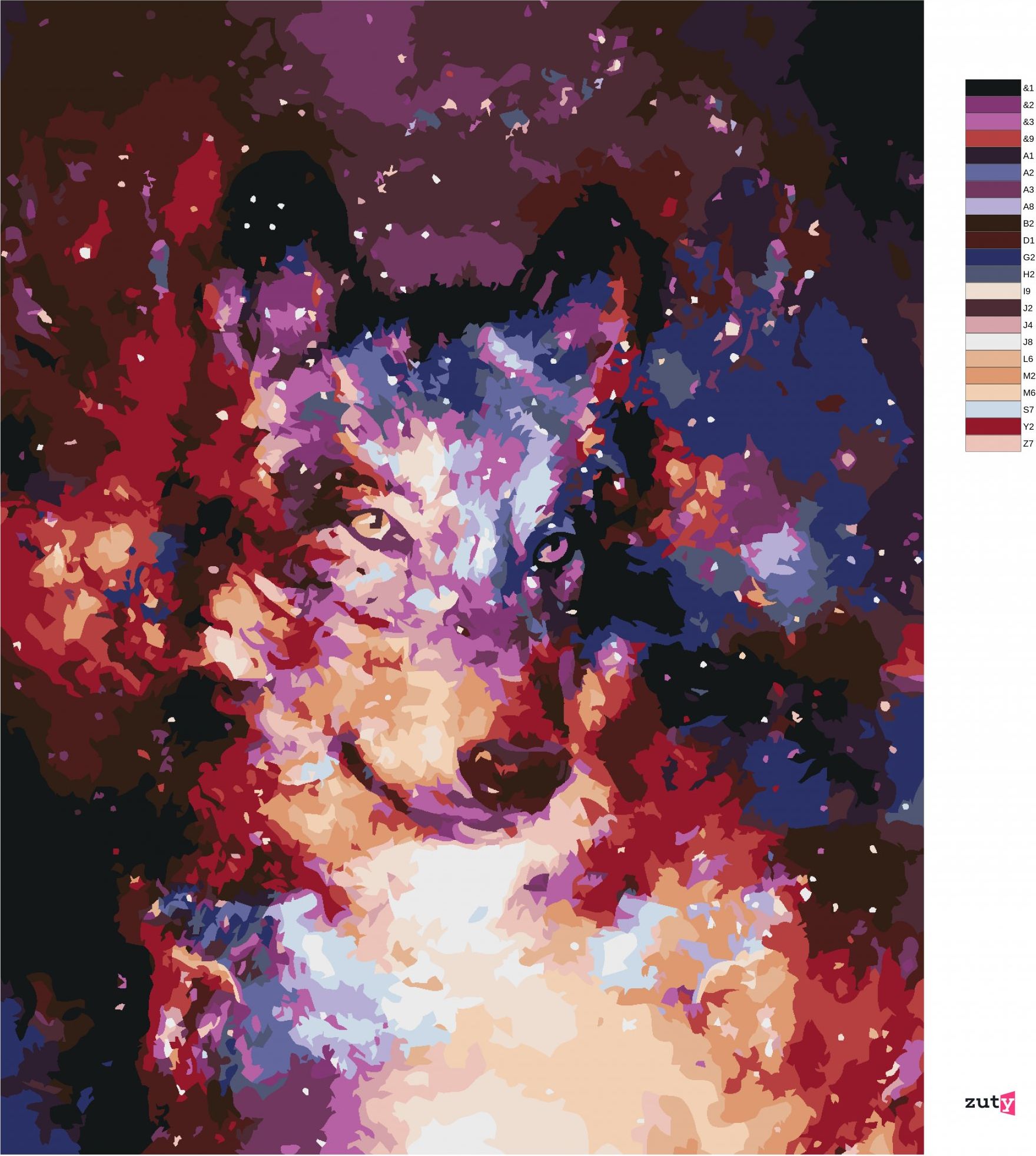zuty Malování podle čísel - ABSTRAKTNÍ VLK VE VESMÍRU - Rozměr: 40x50 cm, Rámování: Varianta: vypnuté plátno na rám - obrázek 7
