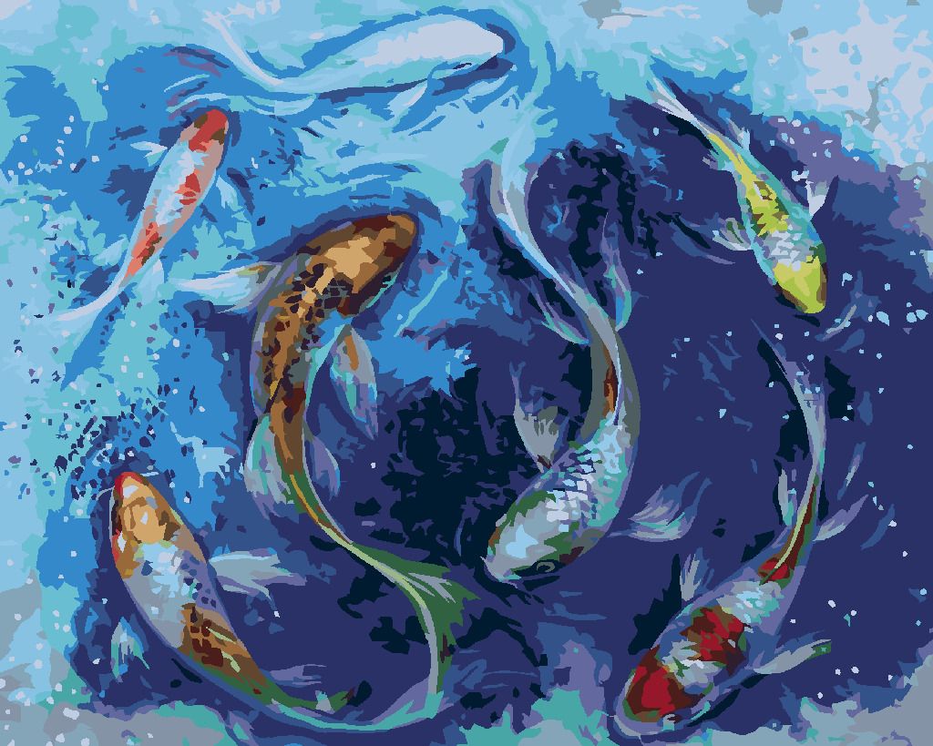 zuty Malování podle čísel - JAPONSKÉ RYBKY - Rozměr: 40x50 cm, Rámování: Varianta: bez rámu a bez vypnutí plátna - obrázek 7