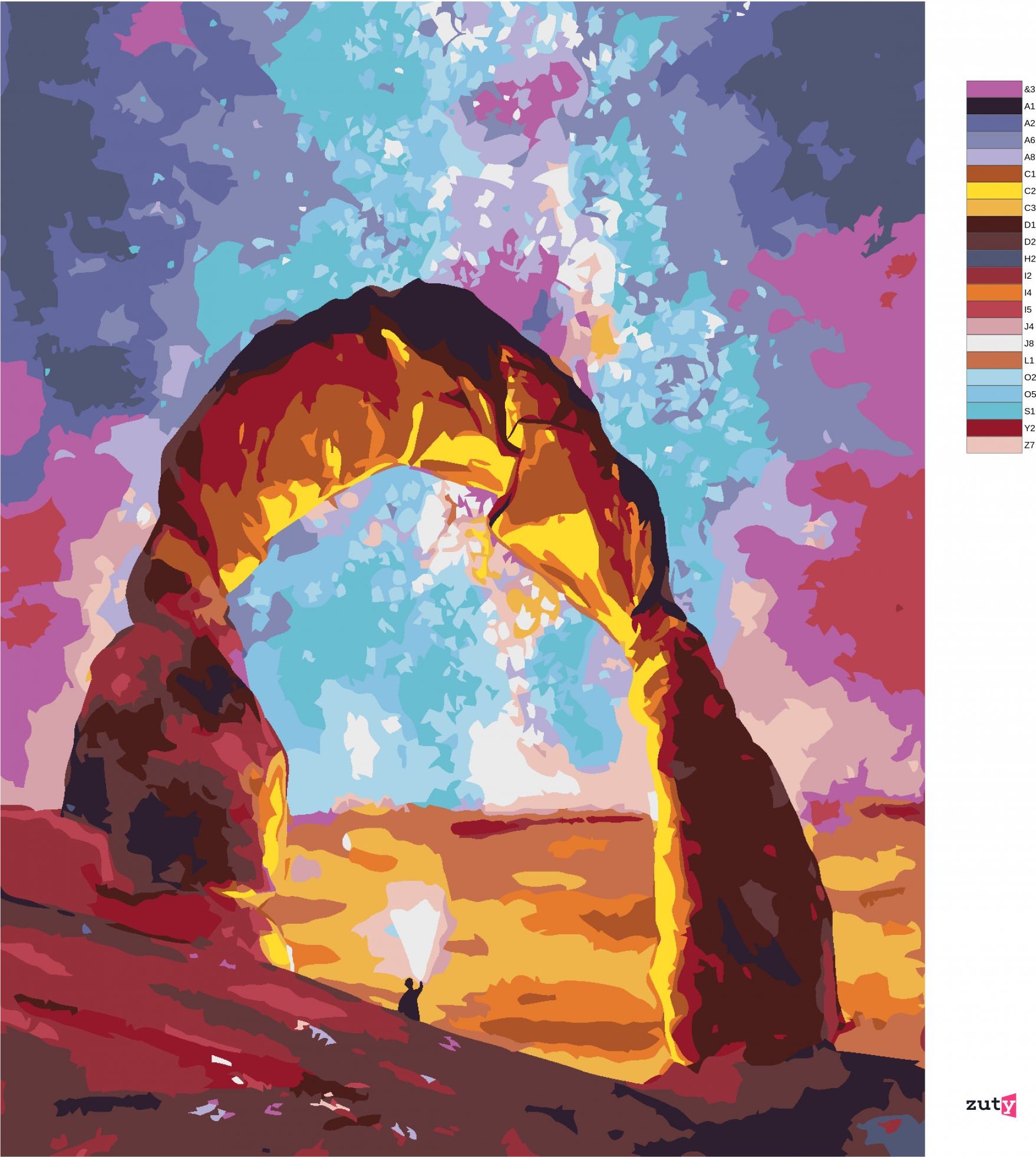 zuty Malování podle čísel - GRAND CANYON A VESMÍRNÁ OBLOHA - Rozměr: 40x50 cm, Rámování: Varianta: bez rámu a bez vypnutí plátna - obrázek 9