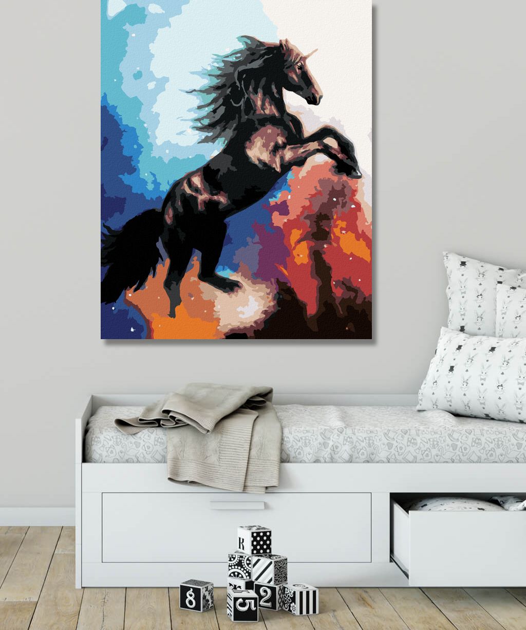 zuty Malování podle čísel - JEDNOROŽEC VE VESMÍRU - Rozměr: 40x50 cm, Rámování: Varianta: bez rámu a bez vypnutí plátna - obrázek 2