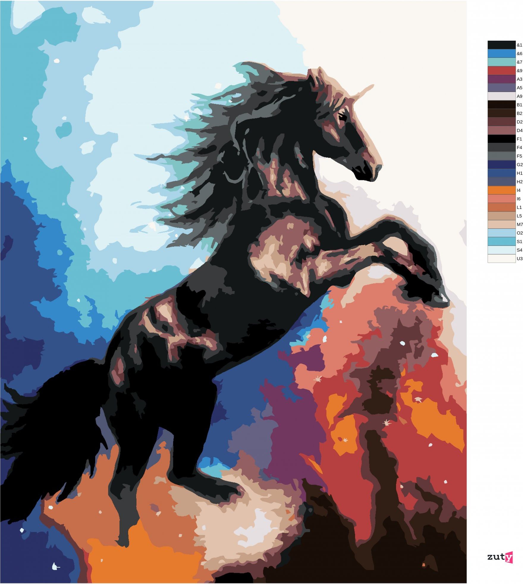 zuty Malování podle čísel - JEDNOROŽEC VE VESMÍRU - Rozměr: 40x50 cm, Rámování: Varianta: bez rámu a bez vypnutí plátna - obrázek 9