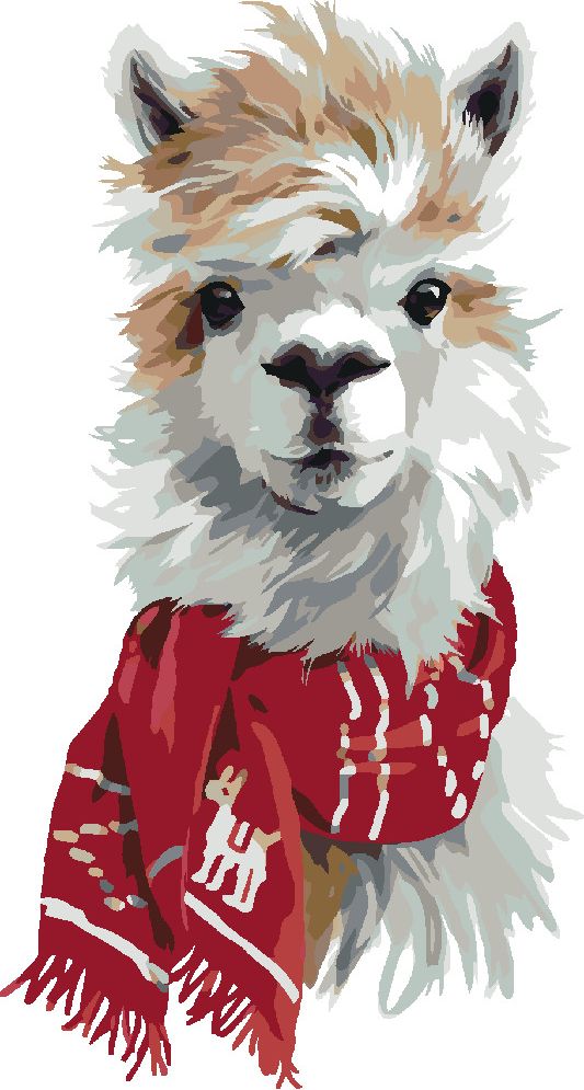 zuty Malování podle čísel - LAMA S ČERVENOU ŠÁLOU - Rozměr: 40x50 cm, Rámování: Varianta: bez rámu a bez vypnutí plátna - obrázek 8