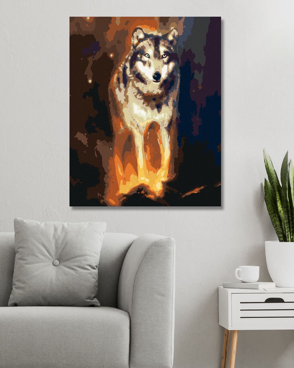 zuty Malování podle čísel - ZÁŘÍCÍ VLK VE VESMÍRU - Rozměr: 40x50 cm, Rámování: Varianta: bez rámu a bez vypnutí plátna - obrázek 9