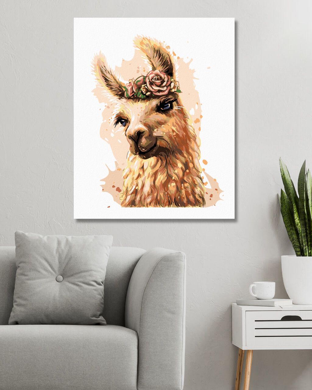 zuty Malování podle čísel - LAMA S KVĚTINAMI - Rozměr: 40x50 cm, Rámování: Varianta: vypnuté plátno na rám - obrázek 10