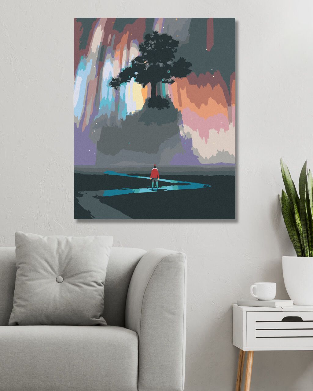 zuty Malování podle čísel - MUŽ PŘICHÁZEJÍCÍ K VESMÍRNÉMU STROMU - Rozměr: 40x50 cm, Rámování: Varianta: bez rámu a bez vypnutí plátna - obrázek 9