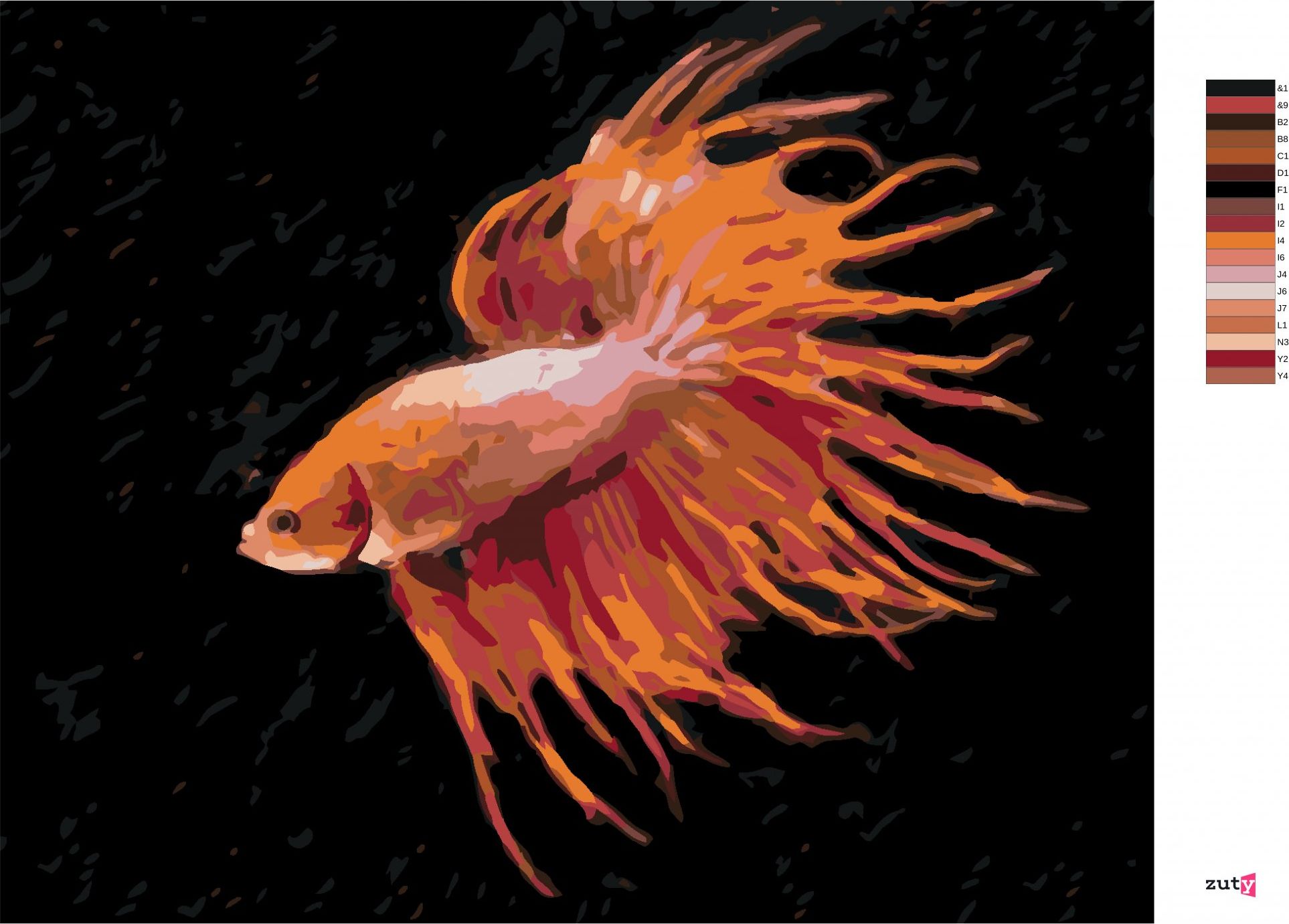 zuty Malování podle čísel - ČERVENÁ RYBA - Rozměr: 40x50 cm, Rámování: Varianta: vypnuté plátno na rám - obrázek 10