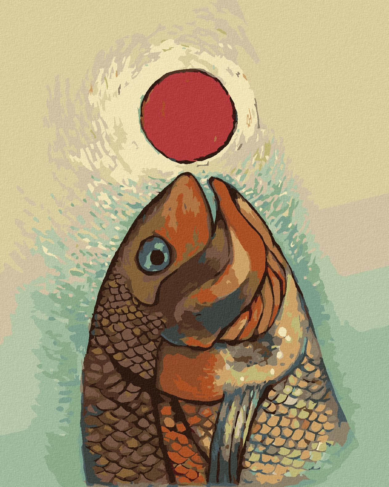 zuty Malování podle čísel - RYBA S ČERVENÝM KOLEČKEM - Rozměr: 40x50 cm, Rámování: Varianta: bez rámu a bez vypnutí plátna - obrázek 1