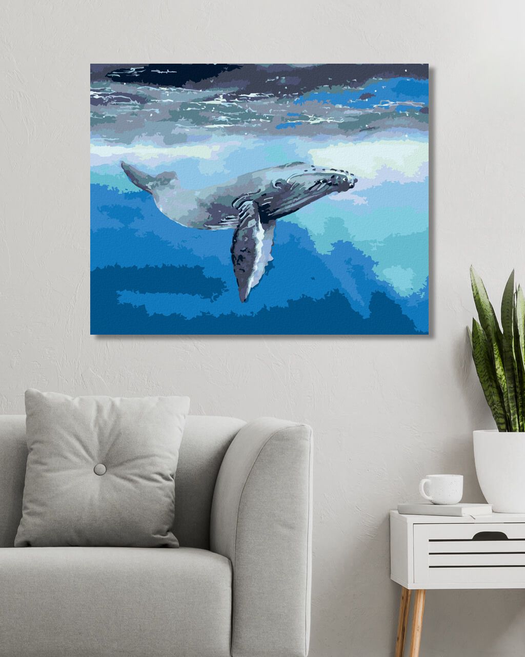 zuty Malování podle čísel - VELRYBA V TEMNÉM MOŘI - Rozměr: 40x50 cm, Rámování: Varianta: vypnuté plátno na rám - obrázek 7