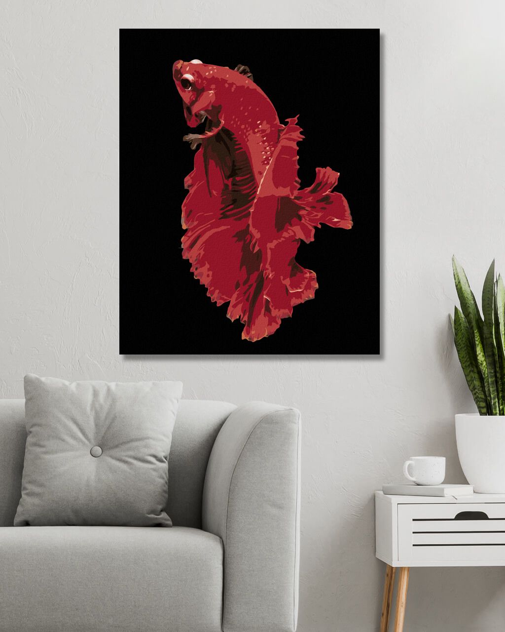 zuty Malování podle čísel - KRÁSNÁ ČERVENÁ RYBKA - Rozměr: 40x50 cm, Rámování: Varianta: vypnuté plátno na rám - obrázek 9